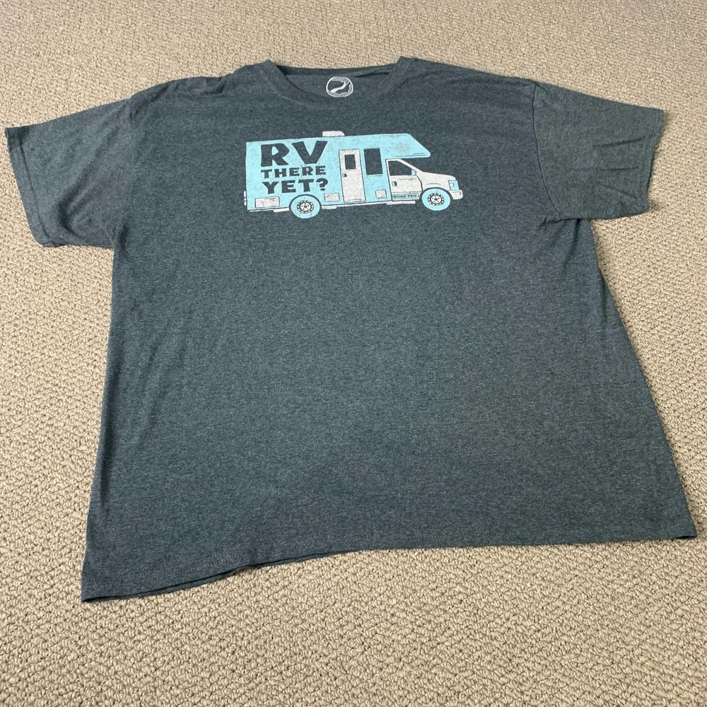 Road Trip Mens Tee Shirt Size XL Gray Graphic RV There Yet? Short Sleeves Casual